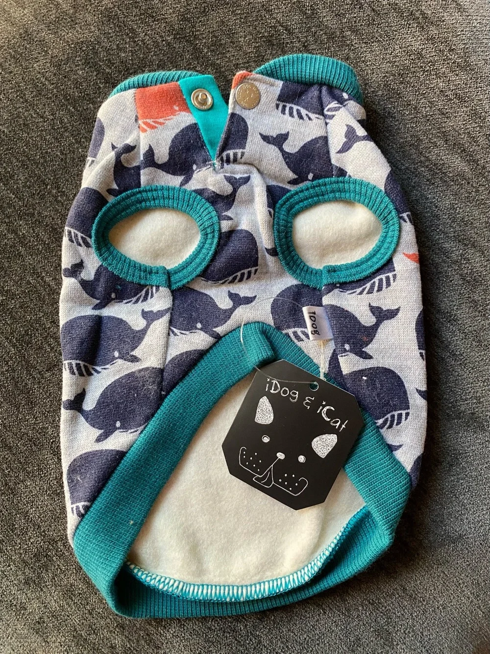 Whale Print Teal-Trim Dog Tee